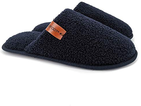 ofoot Zapatillas de Estar por casa Hombre,Pantuflas Interior Acogedor Vellóns Difusos Suaves de Espuma Viscoelástica Cálidas Suela de Goma(45/46 EU,Azul Marino