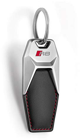 Audi 3181900702 Schlüsselanhänger R8 Logo Gravur Metall Leder Anhänger Keyring