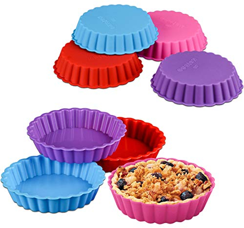 XM-ZHHY 8Pcs Silikon Backform - Tortelett Silikonbackformen Obsttorten Quicheformen Kuchenform Kuchenbackform Tortenform Tortenboden Rund Wellenrand