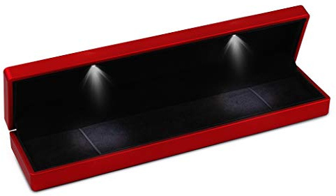 iSuperb Collana Scatola con LED Luce Pendente Braccialetto Catena Scatola Proposta Portagioie Collana lunga Scatole regalo per Fidanzamento Anniversario San Valentino