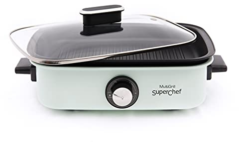 Plancha de Asar Superchef Multi Grill 5 en 1, Plancha de asar, cocina al vapor, guisos, barbacoa eléctrica, 1700 W de potencia