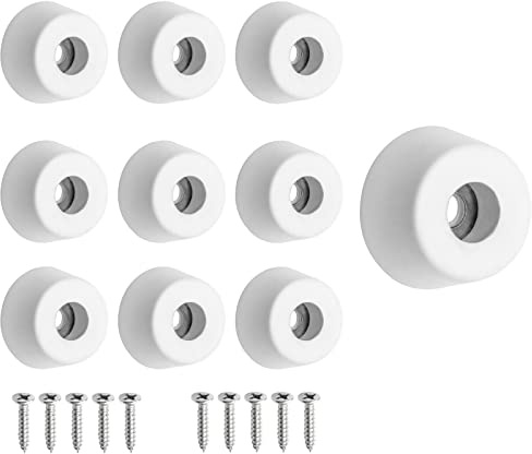 LifCratms Lot de 10 pieds de planche à découper ronds antidérapants en caoutchouc blanc avec vis en acier inoxydable pour meubles, chaises, armoires électroniques, 1,3 x 2,5 cm (H x P)