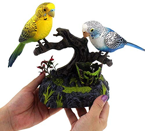 Escompd Talking Parrots Electric Birds Electronic Pets Home Office Desk Decoration Recording & Playback Pen Holders Kids Toys Christmas Birthday Gifts (White & Yellow)
