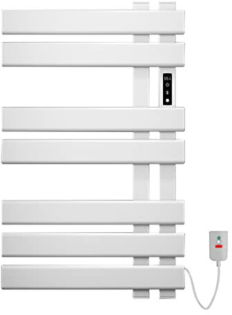 Elektrischer Handtuchhalter, WiFi Smart Thermostat Schwarz Handtuchwärmer, für Alexa und Google Home and APP, Handtuchheizkörper, Badheizkörper, Handtuchheizung, 450x720mm, Anthrazit-White Right