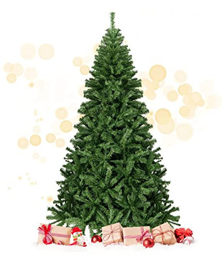 COSTWAY Albero di Natale 180/225 cm, Albero di Natale Realistico con 1000/1346 Rami Densi e Base in Metallo con Cuscinetto Antiscivolo, Albero di Natale Artificiale per Casa e Negozio (180 CM)