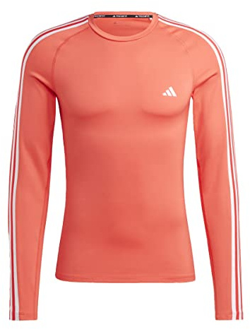 adidas Herren Techfit 3-Stripes Training Long Sleeve Tee, Bright Red, 3XL