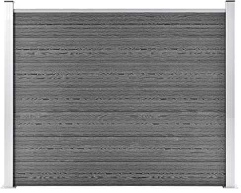 KOIECETA Zaunelement Set mit Pfosten Sichtschutz Windschutz Zaun Gartenzaun Lamellenzaun Sichtschutzzaun Windschutzzaun WPC (180x146cm, Grau), V14898