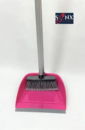 Synx Tools Polvere & Lattina Maria Viola Set - Polvere e lattina modello aperto con steli lunghi - Scopa / Spazzatrice e lattina con manico lungo