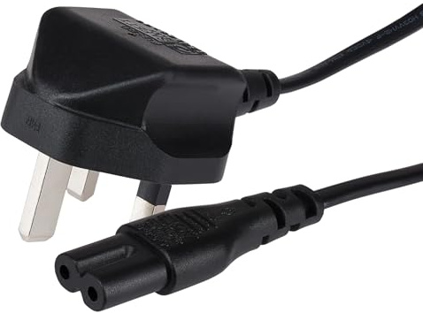 Maplin Power Lead IEC C7 Fig 8 2 Pin Plug to UK 3 Pin Mains Plug 3 Amp Fuse, 1m Cable