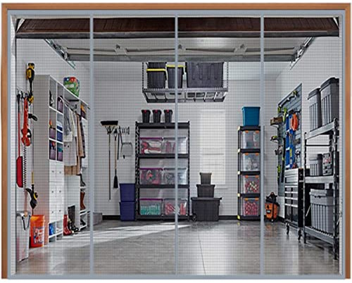BHADANI Großer magnetischer Garagentorvorhang in Sondergröße, Moskitonetz, Fliegengitter, verwendet in Pavillons, Balkonen, Außenzelt, graues Netz, graue Kanten, B 400 cm x H 210 cm