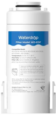 Waterdrop WD-EDF Replacement Filters for Waterdrop Electric Pitcher Filtration System, Last Up to 3 Months or 200 Gallons (Pack of 1)