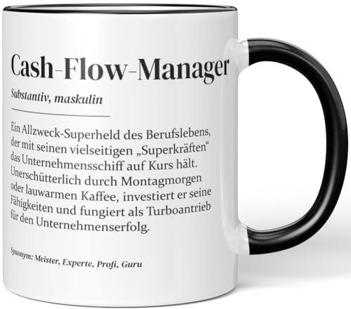 JUNIWORDS Tasse, Definition Cash-Flow-Manager, Schwarz (7208464)