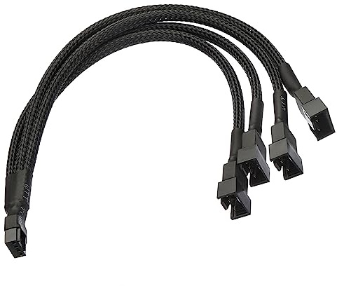 sourcing map PWM Lüfterverteiler Kabel 10.6 4 Pin Buchsen zu 3 Pin Stecker PC Lüfter Hülse Leistung Verlängerung Kabel Adapter 1 bis 4 Konverter für Computer