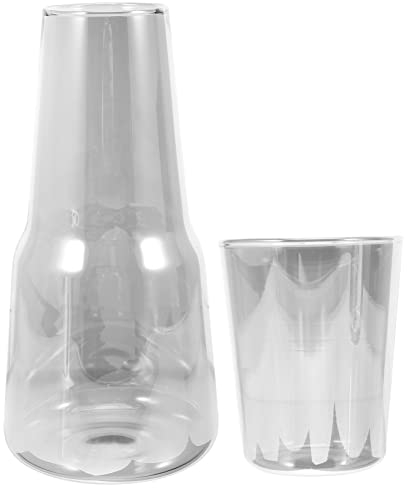 Yardwe Drinking Water Bottle Glass Bedside Water Bottle Carafe Cup for Bathroom Home Use Milk Juice Container