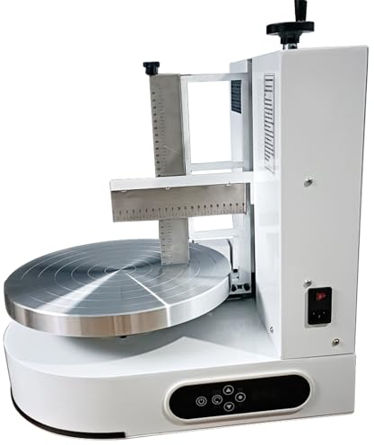 Qiang Cake Cream Spreading Coating Machine Cake Decorating Coating Machine Cake Cream Smoother Adjustable Cake Scraper for 4-12inch Cake 304 Stainless Steel,White