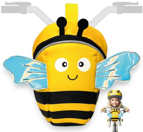 HECKBO 2-in-1 Kinder Rucksack & Lenkertasche - Biene - Laufrad, Fahrrad Lenker Tasche, Fahrradkorb Fahrradtasche Laufradtasche Lenkerkorb Dreirad Scooter Roller Tasche Zubehör Kinderfahrrad