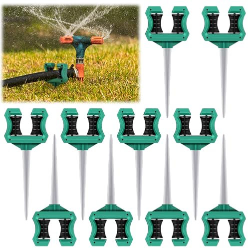 Yaocom 10 Stück Schlauchführung für Garten, 25,4 cm, rostfreie Metall-Gartenspieß-Rolle, Rasenschlauchstütze, Spike-Halter für Hof, Rasen, Pflanzenschutz