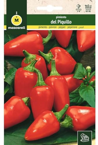 Mascarell Semillas, PIMIENTO, Semillas Huerto, PIMIENTO DEL PIQUILLO, Crea tu Propio Huerto Urbano y Cultivo en Casa, Plantas Hortícolas, 1 Gramos
