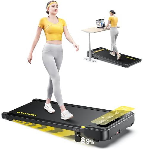 Toputure Walking Pad Treadmill for Home, 9% Incline Under Desk Treadmill, 2.5HP Walking Running Machine with Magnetic Remote & Bluetooth App Control, 100x40cm Belt, LED Display,12 Sports Modes