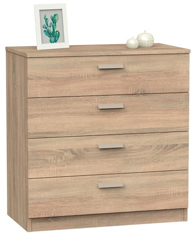 briebe Bekvämt sovrum, byrå, 4 lådor, Sinfonier 78 x 74 x 40 cm (H x B x D), Dubbelrum, Ungdom, Barn, Nova Oak Cambrian