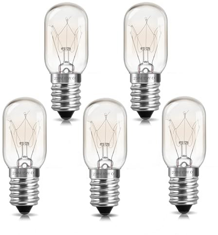 Liuyife E14 Salt Lamp Bulbs Dimmable 240V, T20 SES Mini Scentsy Bulbs for Wax Warmer, Sewing Machine, Fridge, Pygmy Freezer, Wax Burner, Small Screw in Light Bulb Warm White 2700K, 5 Pack
