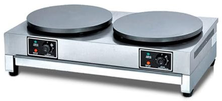 QUSYZD Crêpière électrique à Double tête Crêpière Commerciale 6000 W Crêpière électrique Machine à crêpes 50-300 ℃ Température réglable avec Plaque chauffante antiadhésive,