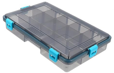 MUELODSIC Fishing Gear Storage Box Wasserdichte Verstellbare Aufbewahrungsbox Für Angelzubehör Große Kunststoffbox Mit Fächern Für Köder Und Zubehör Für Angler