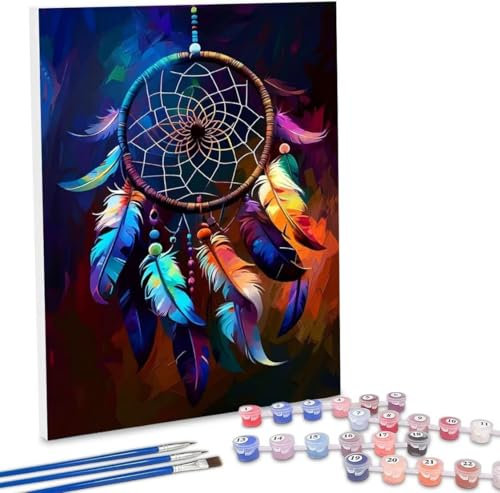 Paint by Numbers for Adults DIY Paint by Numbers Dreamcatcher Net for Beginners Painting by Numbers on Canvas DIY Acrylic Paints Set Paint by Numbers Kits for Adults Perfect for Decor 28x36in G-19
