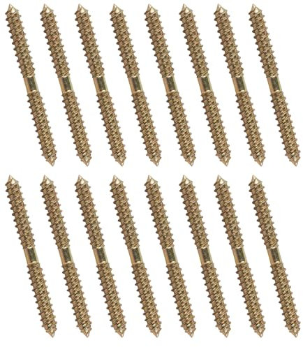 16 Pcs 6 * 60mm Double Ended Screws Tapping Thread Wood to Wood Dowel Screws 60mm Double Threaded Screw Hanger Bolts for Furniture Fixing Dowel Woodworking Connector
