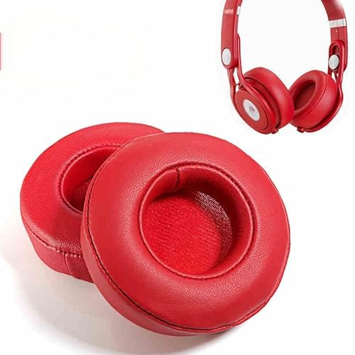 Cuscinetti auricolari compatibili con cuffie Beats Mixr, cuscinetti di ricambio in pelle di agnello, rossi