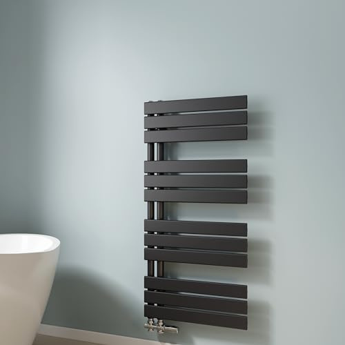 EMKE Toallero de Agua Caliente, 1041x500 mm, Radiador de Baño de Pared, Color Negro, 529W, Toallero Baño, Instalación Fácil, Diseño Moderno