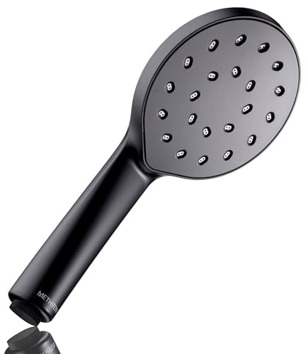Methven Kiri MK2 Satinjet Energy Saving 8l/min Shower Head Matte Black - for Any Pressure Systems Low Or High - Water Saving ECO Performance - Black Rain Shower Handset - KRHSCPUK