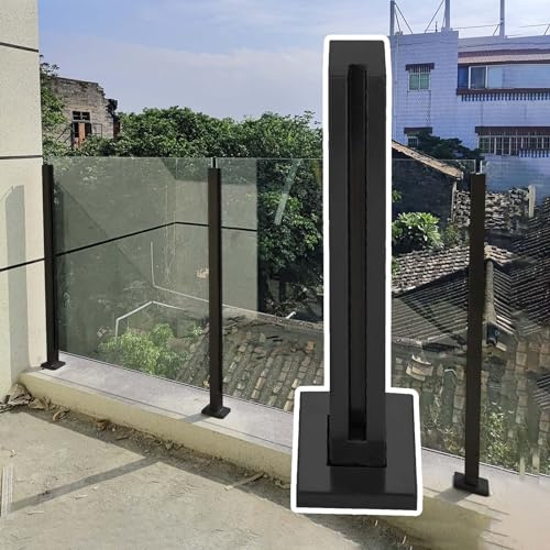 Garde-corps en verre pour escaliers extérieurs, balustrade en verre, kit de pinces pour balustrade de jardin, balustrade pour mezzanine, mât de séparation en Metper Salon/Black End Post/H-80 cm (31,5