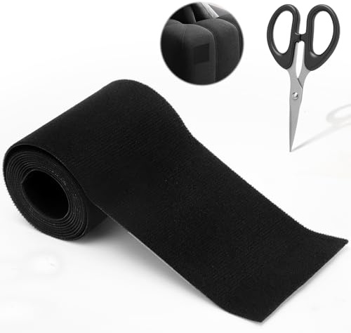 Yuragim Ruban adhésif en tissu noir - 10 cm x 2 m - Pour la réparation des toiles, auvents, réparations pour meubles, doudounes, fissures ou trous dans le tissu, canapés, sièges de voiture, tentes