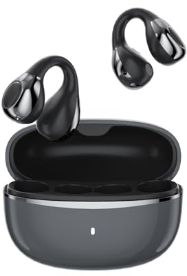 TANALAZ Auricolari Aperte I5, Auricolari Bluetooth 6.0 con Clip, Cancellazione del Rumore ENC, Impermeabili IPX5, 36H di Autonomia, Chiamate Nitide, Vestibilità Sicura per Sport/Corsa (Nero, i5)