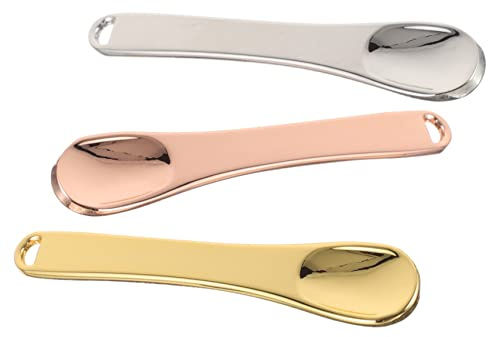 DEARMAMY Espátula Pequeña para Crema Facial de Aleación de Aluminio, 3piezas Ligeras y Fáciles de Limpiar para Uso en Salón de Belleza y Viaje