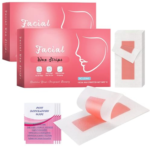 Gesichtshaarentferner Für Frauen,Wachsstreifen Haarentfernung,Kaltwachsstreifen Gesicht,Waxing Strips Set Für Lippen,Augenbrauen,Gesichts,Intimbereich,Für Alle Hauttypen Geeignet(40 PCS)