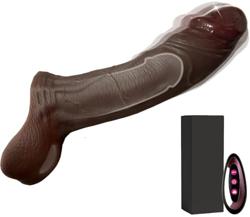 Gaines pour Pénis Vibrant, Gaine de Pénis Silicone avec Anneaux Manchon pour pénis Vibreur Améliorer L'érection et Éjaculation Retardée avec 9 Modes Vibration Sex Toys Homme, noir