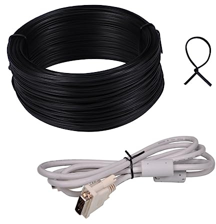 POPETPOP Alambre de Hierro para Atar Jardín 55 Metros Negro Plano Recubierto de PVC Flexible Resistencia Desgaste Uso Jardinería Soporte Plantas Arreglo Exterior