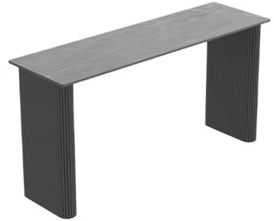 Bartabeller Home Rock Slab Barbord med metallben Kommersiellt balkongbord långt smalt Bar Bordets Högbord(Grijs)