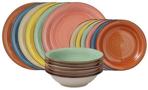 Servizio Piatti, in Gress Porcellana Colorata – Elegante, Lavabile in Lavastoviglie – Stile Moderno per 6 persone modello Madeira