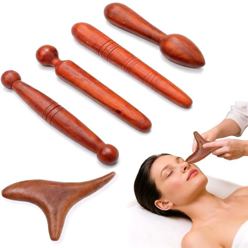 lrgnixs 5 Stücke Massage Holz, Triggerpunkt Massagegerät Set | Dreieck Massagegerät, Triggerpunkt Drücker, Massagestab Holz Natürliches für Füße, Nacken, Schultern, Rücken, Arme & Beine