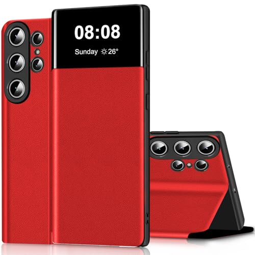 Nshkeji Cover per Samsung Galaxy S24 Ultra Custodia Pelle Portafoglio Flip a Libro con Porta Carte Slot Funzione Supporto Clear View Antiurto Caso Protezione Custodia per Samsung S24 Ultra 5G Case