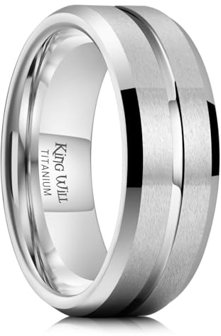King Will Titan-Eheringe mit Rillen-Design in 6 mm und 8 mm – Schwarz oder Silber, mattiert oder gebürstet, gewölbtes Design, komfortable Passform
