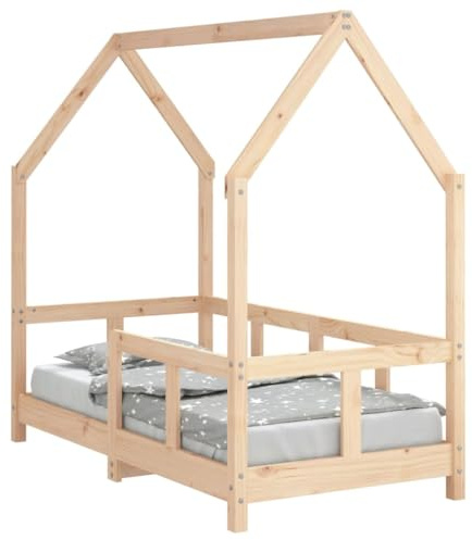 Cuna de 70 x 140 cm de madera de pino maciza con somier, cuna para habitación infantil, convertible, con peldaños y práctico espacio de almacenamiento para niños y niñas