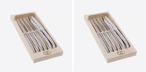 Jean Dubost Laguiole 97600 Set de 6 Couteaux Steak Tout Inox, Argent (Lot de 2)