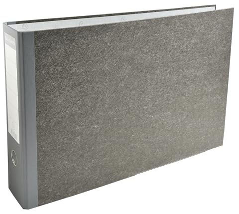 Exacompta - réf. 53810E - 1 Classeur à levier papier marbré gris A3 horizontal - Dos de 80 mm - Mécanique 80 mm - Dimensions extérieures : 32 x 48 x 8 cm - Format à classer A3 - Coloris gris-dos gris