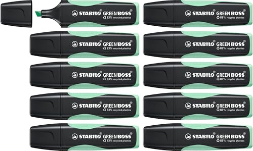 STABILO - Umweltfreundlicher Textmarker - GREEN BOSS Pastel - 10er Pack - Hauch von Minzgrün