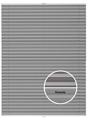 ondeco Plissee Thermo ohne Bohren mit Klemmträger,Sonnenschutz für Fenster innen, lichtschutz und Blickdicht, Faltrollo Sichtschutz für Tür, Jalousie Rollo leicht verdunkelnd Hellgrau 100x130 cm
