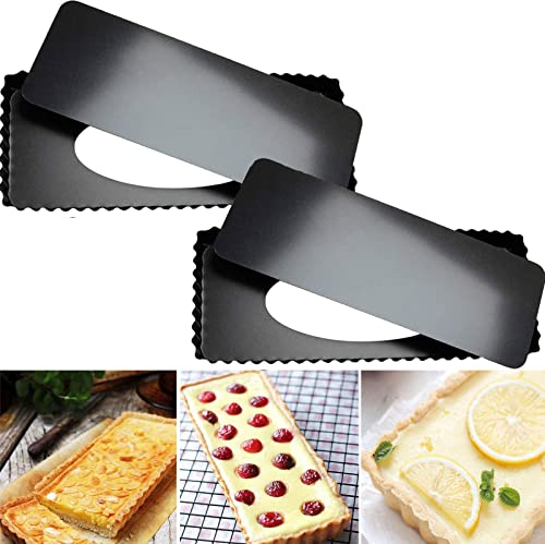 LANYOTA Lot de 2 moules à tarte avec fond amovible, moule à tarte, moule à tarte, moule à tartelette, moule à tartelette, moule à tartelette, moule à tartelette, moule à tarte antiadhésif (2 pièces –
